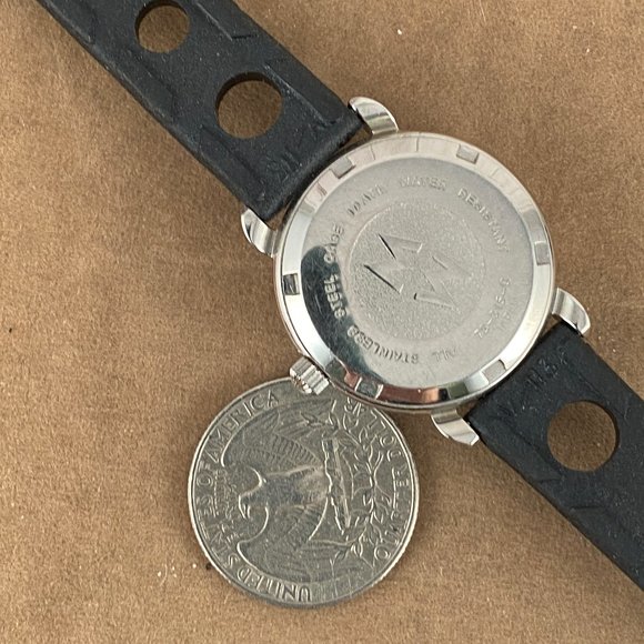 Michele Blue Dial with Black 8 inch Dive Strap All Stainless Steel Watch - Picture 5 of 8